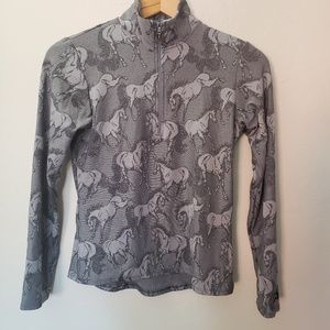 Kerrits Gray Horse Print Long Sleeve Top